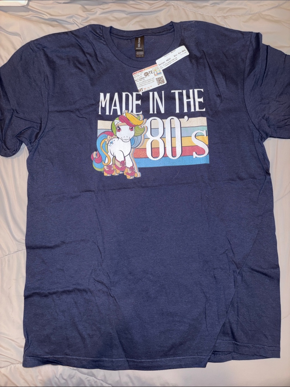 Hasbro Women’s My Little Pony Navy Blue Made in the 80's Kids Graphic Tee in L
